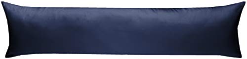 Bettwaesche-mit-Stil Mako-Satin Seitenschläferkissen Bezug aus 100% Baumwolle (Baumwollsatin) Uni/einfarbig (40 cm x 145 cm, Dunkelblau) von Bettwaesche-mit-Stil