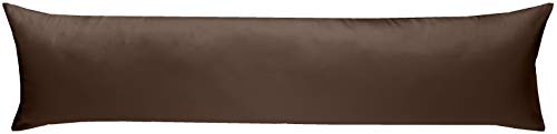 Bettwaesche-mit-Stil Mako-Satin Seitenschläferkissen Bezug aus 100% Baumwolle (Baumwollsatin) Uni/einfarbig (40 cm x 145 cm, Dunkelbraun) von Bettwaesche-mit-Stil