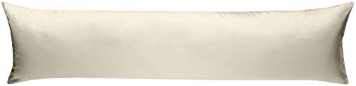 Bettwaesche-mit-Stil Mako-Satin Seitenschläferkissen Bezug aus 100% Baumwolle (Baumwollsatin) Uni/einfarbig (40 cm x 145 cm, Natur Beige) von Bettwaesche-mit-Stil