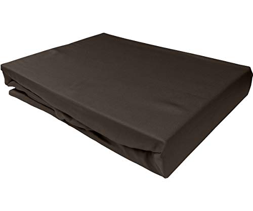 Bettwaesche-mit-Stil Mako Satin Spannbettlaken Spannlaken Spannbetttuch (100 cm x 200 cm, Matratzenhhöhe 21-30cm, Espresso Braun) von Bettwaesche-mit-Stil