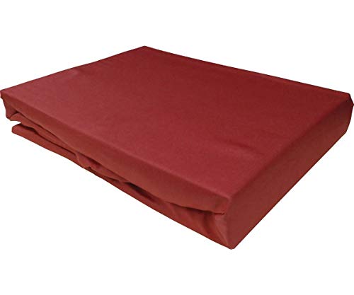 Bettwaesche-mit-Stil Mako Satin Spannbettlaken Spannlaken Spannbetttuch (100 cm x 200 cm, Matratzenhöhe 12-20 cm, Rot) von Bettwaesche-mit-Stil