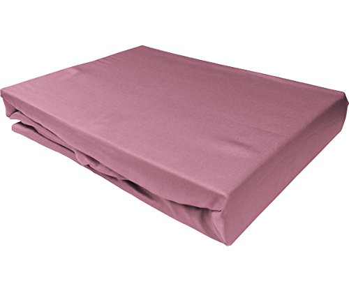 Bettwaesche-mit-Stil Mako Satin Spannbettlaken Spannlaken Spannbetttuch (120 cm x 200 cm, Matratzenhhöhe 21-30cm, Rosa) von Bettwaesche-mit-Stil