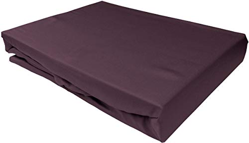 Bettwaesche-mit-Stil Mako Satin Spannbettlaken Spannlaken Spannbetttuch (90 cm x 200 cm, Matratzenhhöhe 21-30cm, Brombeer) von Bettwaesche-mit-Stil