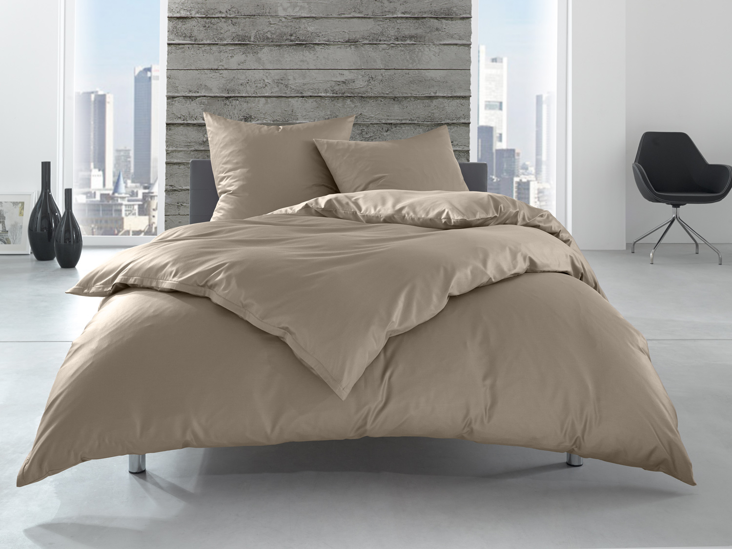 Bettwaesche-mit-Stil Renforcé / Linon Hotelbettwäsche "Lia" 100% Baumwolle braun uni einfarbig Garnitur 135x200 + 80x80cm Bettwaesche-mit-Stil Renforcé / Linon Hotelbettwäsche "Lia" 100% Baumwolle braun uni einfarbig Garnitur 135x200 + 80x80cm von Bettwaesche-mit-Stil