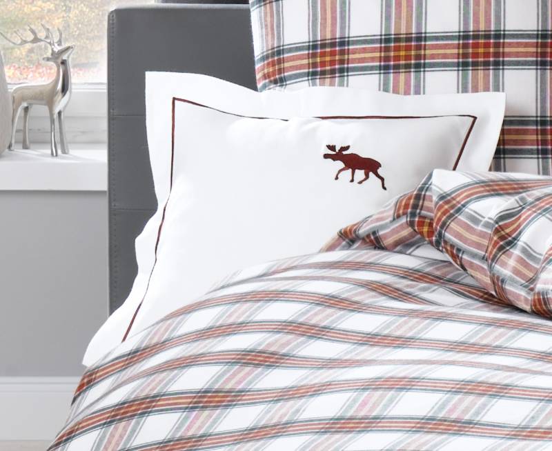 Flanell Elch Kissen weiß 40x80 von Bettwaesche-mit-Stil