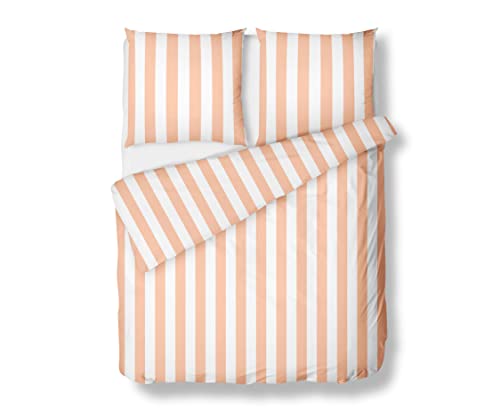 Freundin Home Collection Mako Satin Bettwäsche Blockstreifen apricot (Garnitur 140x200 + 70x90 cm) von Bettwaesche-mit-Stil