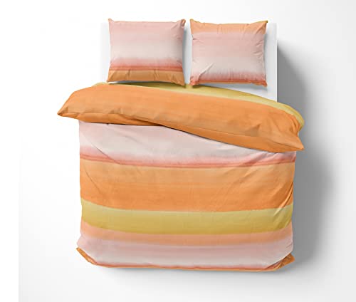 Freundin Home Collection Mako Satin Bettwäsche Watercolor Stripes orange Rose (Garnitur 140x200 + 70x90 cm) von Bettwaesche-mit-Stil