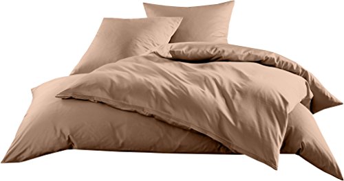 Hellbrauner Mako-Satin Baumwollsatin Bettbezug Uni einfarbig zum Kombinieren (Bettbezug 200 cm x 220 cm, Hellbraun) von Bettwaesche-mit-Stil
