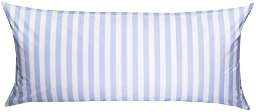 Mako Batist/Mako Perkal Landhaus Bettwäsche Streifen Oslo gestreift (40 cm x 80 cm Kissen, Blau - Streifen) von Bettwaesche-mit-Stil