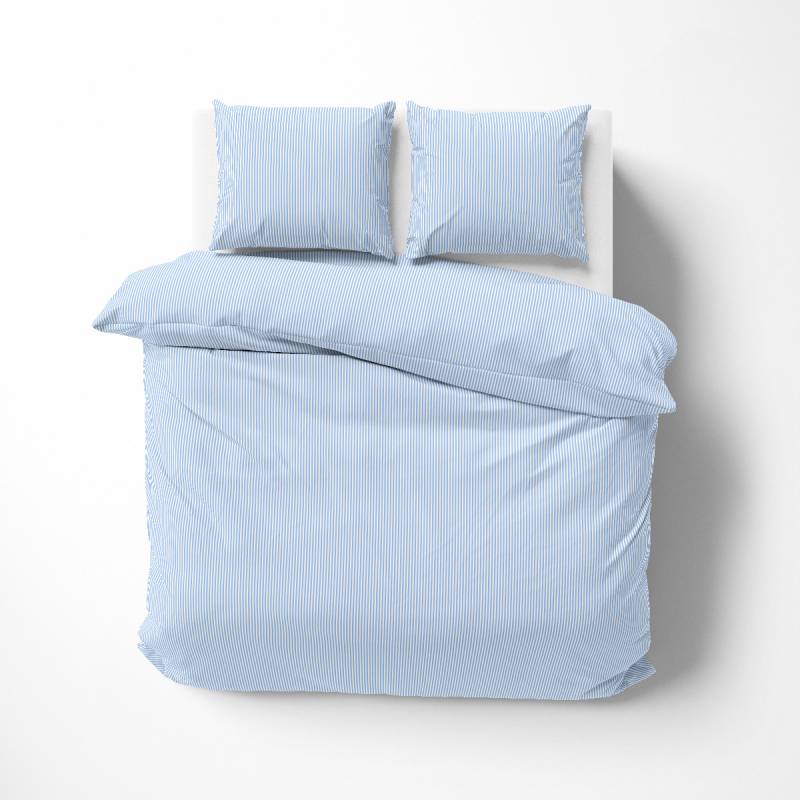 Mako Perkal Bettwäsche Streifen hellblau Kissen 40x80 von Bettwaesche-mit-Stil