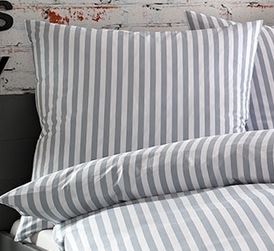 Mako Perkal Streifen grau Kissen 80x80 von Bettwaesche-mit-Stil