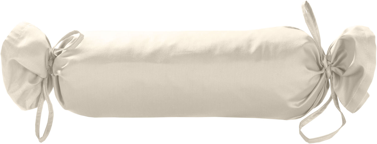 Mako Satin / Baumwollsatin Nackenrollen Bezug uni / einfarbig natur 15x40 cm mit Bändern von Bettwaesche-mit-Stil