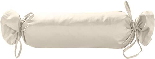 Mako Satin Baumwoll Nackenrollen Bezug 15x40 - Nackenrollenbezug mit Verschlussbändern aus 100% Baumwolle - Nackenrolle Überzug einfarbig Natur - Made in EU von Bettwaesche-mit-Stil