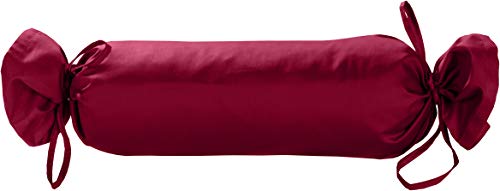 Mako Satin Baumwoll Nackenrollen Bezug 15x40 - Nackenrollenbezug mit Verschlussbändern aus 100% Baumwolle - Nackenrolle Überzug einfarbig Pink - Made in EU von Bettwaesche-mit-Stil