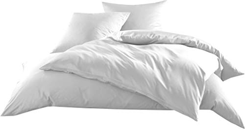 Mako-Satin Baumwollsatin Bettbezug Uni einfarbig zum Kombinieren (Bettbezug 240 cm x 220 cm, Weiß) von Bettwaesche-mit-Stil
