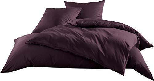 Mako-Satin Baumwollsatin Bettwäsche Uni einfarbig zum Kombinieren (Bettbezug 135 cm x 200 cm, Brombeer) viele Farben & Größen von Bettwaesche-mit-Stil