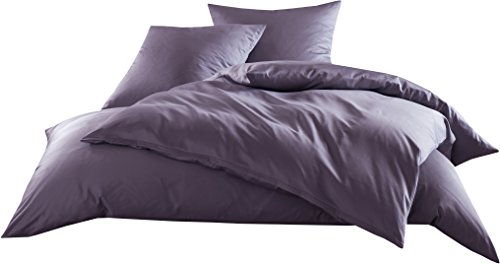 Mako-Satin Baumwollsatin Bettwäsche Uni einfarbig zum Kombinieren (Bettbezug 135 cm x 200 cm, Lila) von Bettwaesche-mit-Stil