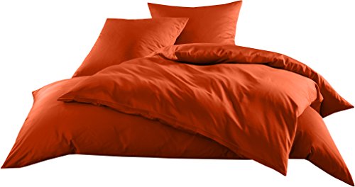 Mako-Satin Baumwollsatin Bettwäsche Uni einfarbig zum Kombinieren (Bettbezug 135 cm x 220 cm, Orange) viele Farben & Größen von Bettwaesche-mit-Stil