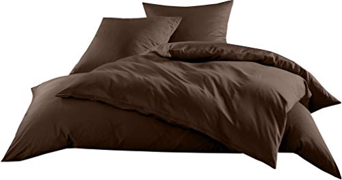 Mako-Satin Baumwollsatin Bettwäsche Uni einfarbig zum Kombinieren (Bettbezug 140 cm x 200 cm, Dunkelbraun) von Bettwaesche-mit-Stil