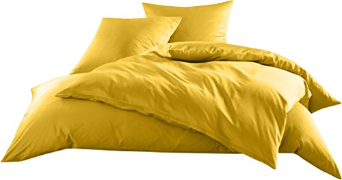 Mako-Satin Baumwollsatin Bettwäsche Uni einfarbig zum Kombinieren (Bettbezug 140 cm x 200 cm, Gelb) von Bettwaesche-mit-Stil