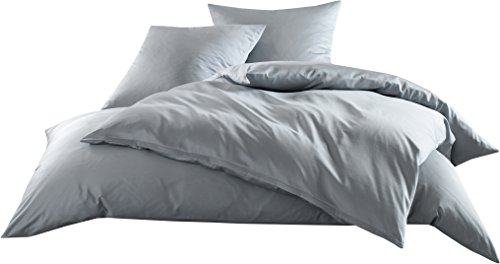 Mako-Satin Baumwollsatin Bettwäsche Uni einfarbig zum Kombinieren (Bettbezug 140 cm x 200 cm, Grau) von Bettwaesche-mit-Stil