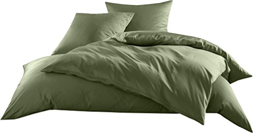 Mako-Satin Baumwollsatin Bettwäsche Uni einfarbig zum Kombinieren (Bettbezug 155 cm x 220 cm, Dunkelgrün) viele Farben & Größen von Bettwaesche-mit-Stil
