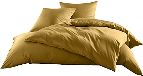 Mako-Satin Baumwollsatin Bettwäsche Uni einfarbig zum Kombinieren (Bettbezug 155 cm x 220 cm, Gold) viele Farben & Größen von Bettwaesche-mit-Stil
