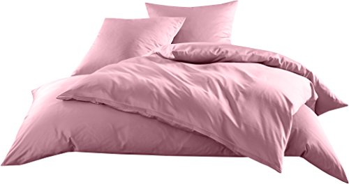 Mako-Satin Baumwollsatin Bettwäsche Uni einfarbig zum Kombinieren (Bettbezug 155 cm x 220 cm, Rosa) von Bettwaesche-mit-Stil
