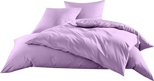 Mako-Satin Baumwollsatin Bettwäsche Uni einfarbig zum Kombinieren (Bettbezug 200 cm x 200 cm, Flieder) viele Farben & Größen von Bettwaesche-mit-Stil