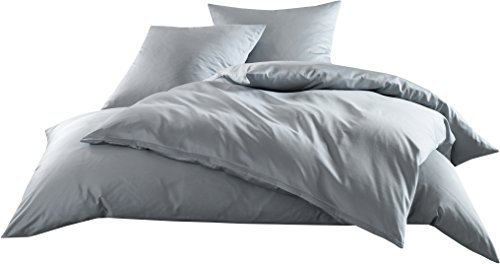 Mako-Satin Baumwollsatin Bettwäsche Uni einfarbig zum Kombinieren (Bettbezug 240 cm x 220 cm, Grau) von Bettwaesche-mit-Stil