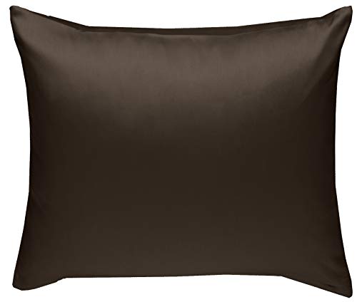 Mako-Satin Baumwollsatin Bettwäsche Uni einfarbig zum Kombinieren (Kissenbezug 40 cm x 40 cm, Dunkelbraun) von Bettwaesche-mit-Stil