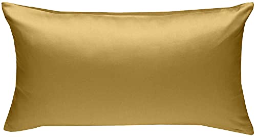 Mako-Satin Baumwollsatin Bettwäsche Uni einfarbig zum Kombinieren (Kissenbezug 40 cm x 80 cm, Gold) viele Farben & Größen von Bettwaesche-mit-Stil