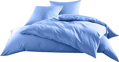 Mako-Satin Baumwollsatin Bettwäsche Uni einfarbig zum Kombinieren (Kissenbezug 40 cm x 80 cm, Hellblau) von Bettwaesche-mit-Stil
