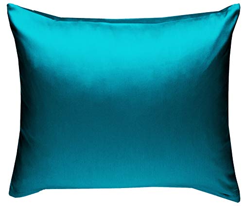 Mako-Satin Baumwollsatin Bettwäsche Uni einfarbig zum Kombinieren (Kissenbezug 50 cm x 50 cm, Petrol Blau) von Bettwaesche-mit-Stil