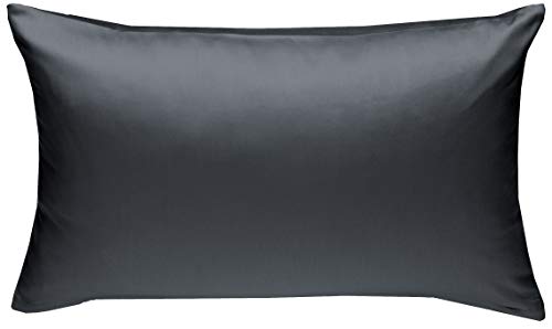 Mako-Satin Baumwollsatin Bettwäsche Uni einfarbig zum Kombinieren (Kissenbezug 50 cm x 70 cm, Anthrazit) von Bettwaesche-mit-Stil