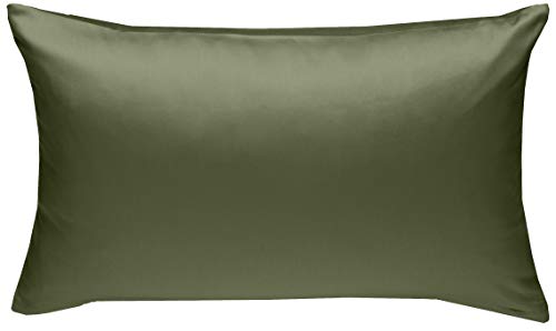 Mako-Satin Baumwollsatin Bettwäsche Uni einfarbig zum Kombinieren (Kissenbezug 50 cm x 70 cm, Dunkelgrün) von Bettwaesche-mit-Stil