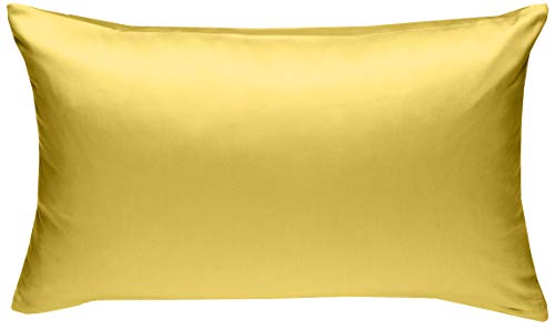 Mako-Satin Baumwollsatin Bettwäsche Uni einfarbig zum Kombinieren (Kissenbezug 50 cm x 70 cm, Gelb) von Bettwaesche-mit-Stil