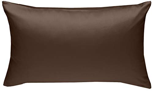 Mako-Satin Baumwollsatin Bettwäsche Uni einfarbig zum Kombinieren (Kissenbezug 60 cm x 80 cm, Dunkelbraun) von Bettwaesche-mit-Stil