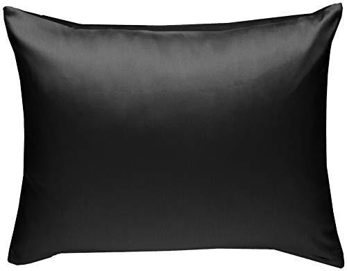 Mako-Satin Baumwollsatin Bettwäsche Uni einfarbig zum Kombinieren (Kissenbezug 70 cm x 90 cm, Schwarz) von Bettwaesche-mit-Stil