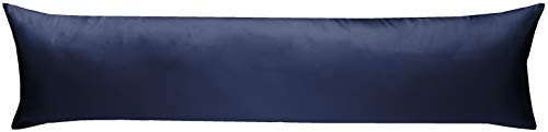 Mako-Satin Baumwollsatin Bettwäsche Uni einfarbig zum Kombinieren (Seitenschläferkissen Bezug 40 x 200 cm, dunkelblau) von Bettwaesche-mit-Stil