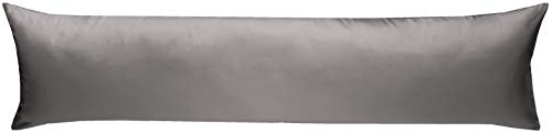 Mako-Satin Baumwollsatin Bettwäsche Uni einfarbig zum Kombinieren (Seitenschläferkissen Bezug 40 x 200 cm, dunkelgrau) von Bettwaesche-mit-Stil