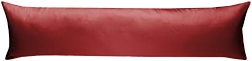 Mako-Satin Baumwollsatin Bettwäsche Uni einfarbig zum Kombinieren (Seitenschläferkissen Bezug 40 x 200 cm, rot) von Bettwaesche-mit-Stil