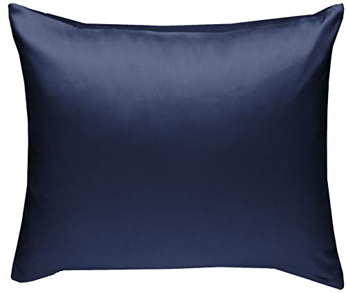 Mako-Satin Baumwollsatin Bettwäsche Uni einfarbig zum Kombinieren (Kissenbezug 40 cm x 40 cm, Dunkelblau) von Bettwaesche-mit-Stil