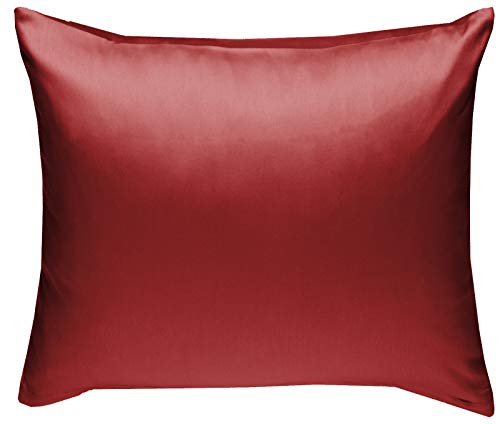 Mako-Satin Baumwollsatin Bettwäsche Uni einfarbig zum Kombinieren (Kissenbezug 50 cm x 50 cm, Rot) viele Farben & Größen von Bettwaesche-mit-Stil