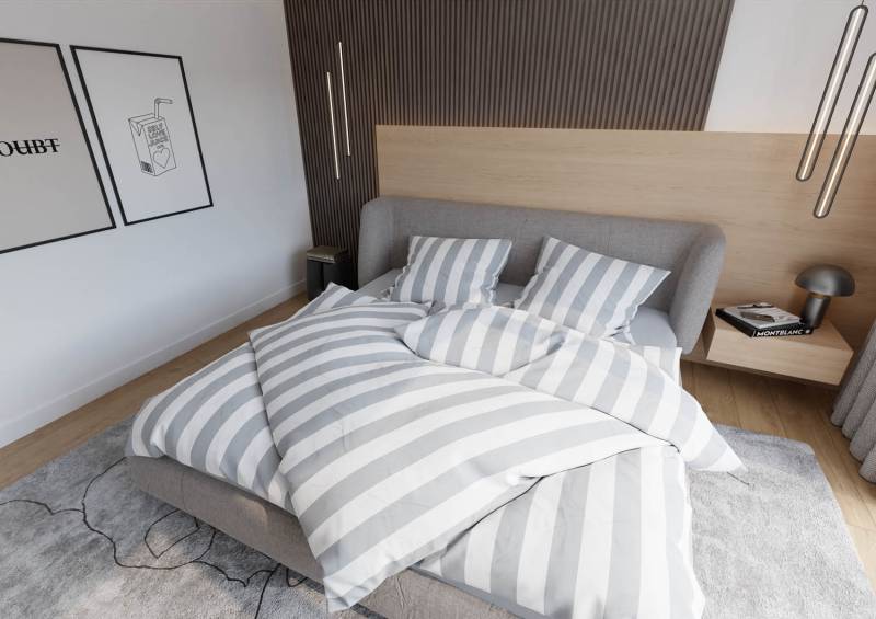 Mako Satin Bettwäsche Blocksteifen grau 155x220 + 80x80 von Bettwaesche-mit-Stil