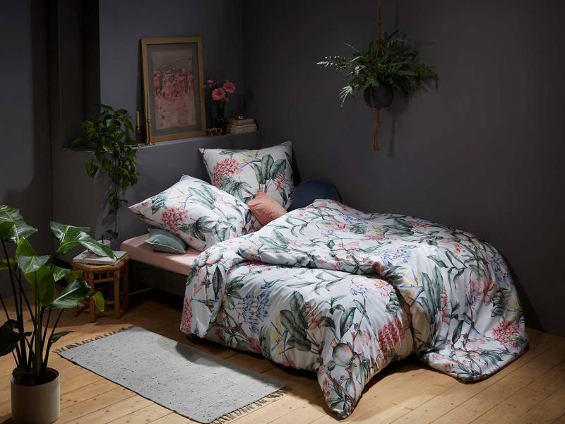 Mako Satin Bettwäsche Pastell Blume 135x200 + 80x80 von Bettwaesche-mit-Stil