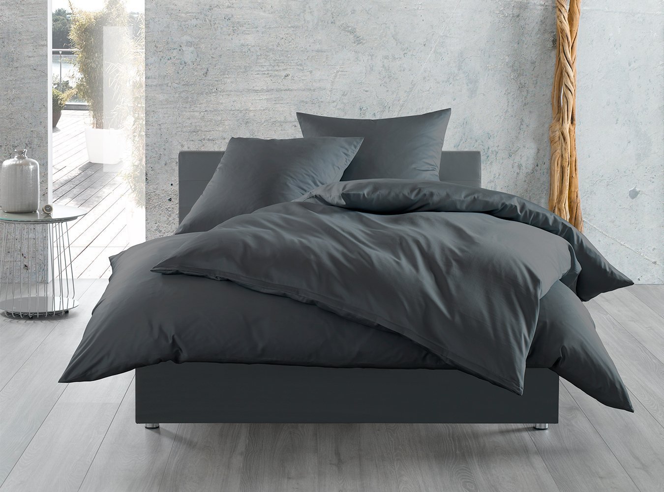 Mako Satin Bettwäsche uni Anthrazit 135x200cm 100% Baumwolle Reißverschluss seidig-weiches Hautgefühl einfarbig mercerisiert supergekämmt Mako Satin Bettwäsche uni Anthrazit 135x200cm 100% Baumwolle Reißverschluss seidig-weiches Hautgefühl einfarbig mercerisiert supergekämmt von Bettwaesche-mit-Stil