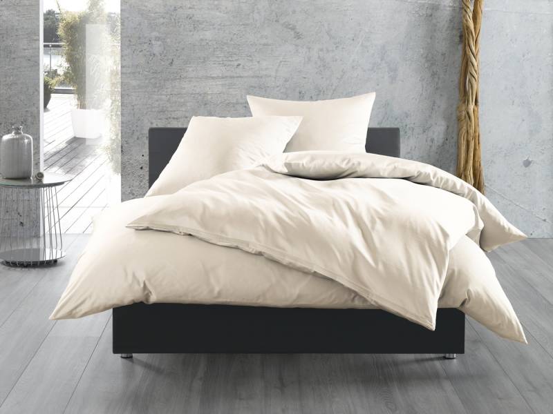 Mako Satin Bettwäsche uni Natur 200x220cm 100% Baumwolle Reißverschluss seidig-weiches Hautgefühl einfarbig mercerisiert supergekämmt von Bettwaesche-mit-Stil