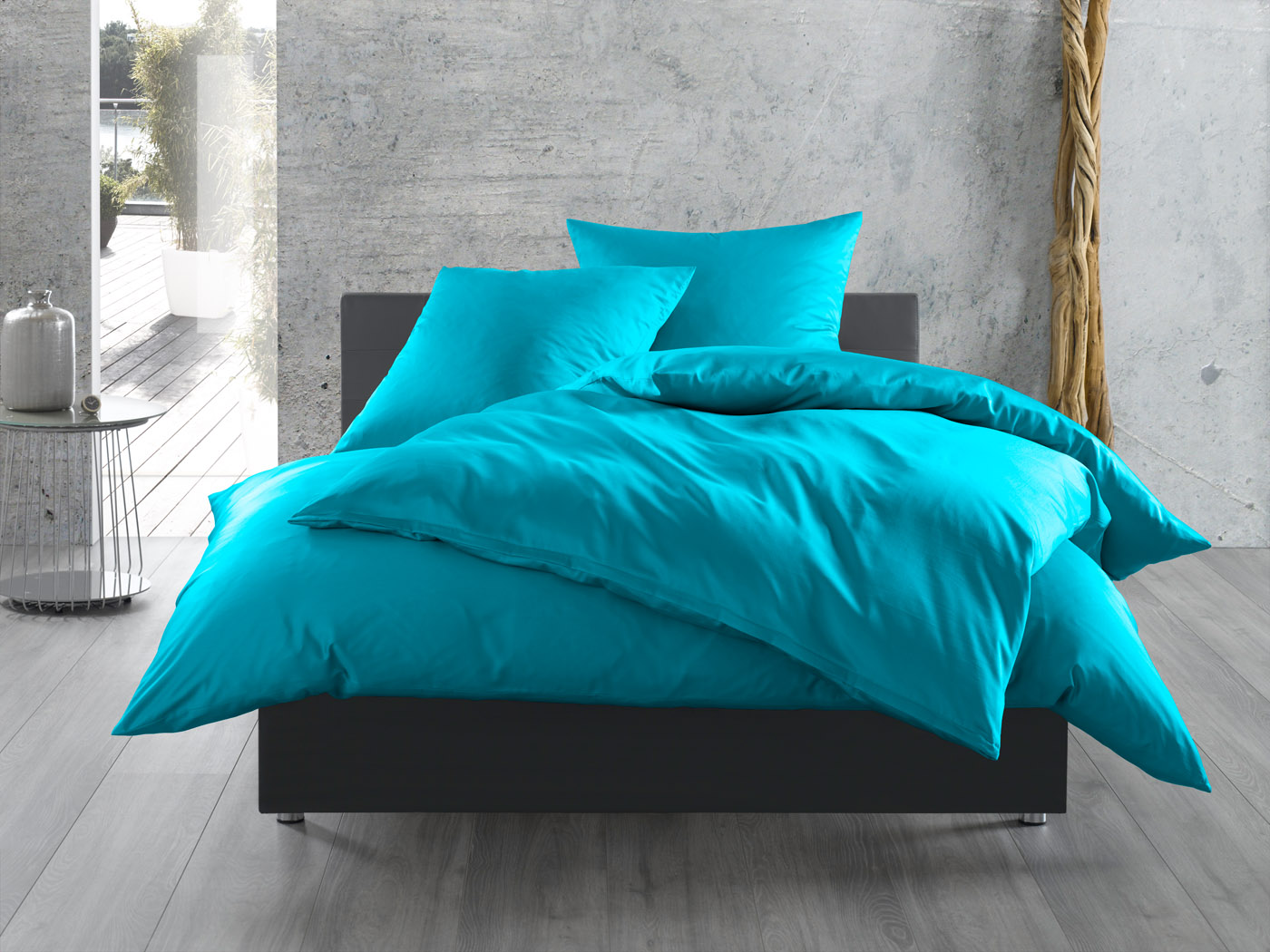 Mako Satin Bettwäsche uni Türkis 140x200cm 100% Baumwolle Reißverschluss seidig-weiches Hautgefühl einfarbig mercerisiert supergekämmt Mako Satin Bettwäsche uni Türkis 140x200cm 100% Baumwolle Reißverschluss seidig-weiches Hautgefühl einfarbig mercerisiert supergekämmt von Bettwaesche-mit-Stil