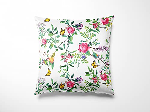 Mako Satin Blumen Bettwäsche mit Vögeln und Schmetterlingen weiß 40x80 100% Baumwolle Mako Satin Blumen Bettwäsche mit Vögeln und Schmetterlingen weiß 40x80 100% Baumwolle von Bettwaesche-mit-Stil